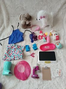 Our Generation dolls clothes doctor vet outfit dresses and accessories inc battery operated dog etc