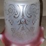 Vintage Frosted Matt Glass Shade with Etched Flowers & Cranberry Tinted Edge Image 2