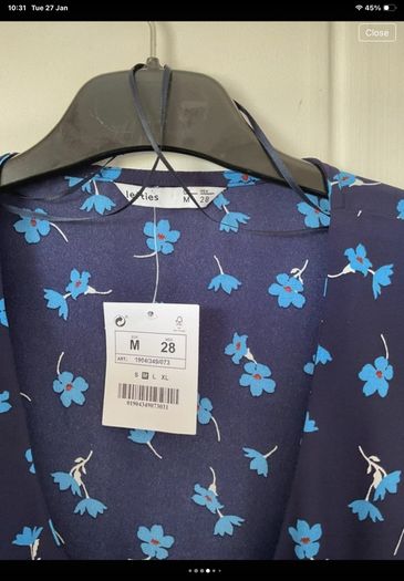 blouse Bnwt short sleeve navy blouse size medium double breaded opening lefties brand