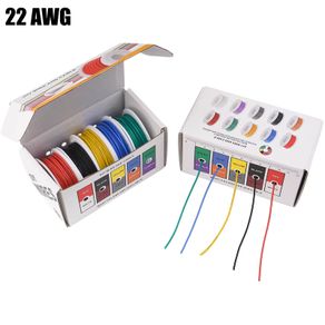 22AWG Electric Wire Flexible Silicone Wires 22 Gauge Stranded Tinned Copper Wire 5 Colours 16.4ft/5m