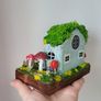 handcrafted fairy cottage with moss roof! Image 6