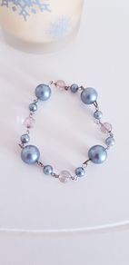 Bracelet - Grey/Silver Coloured & Clear Beads