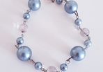 Bracelet - Grey/Silver Coloured & Clear Beads