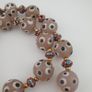 Antique Venetian Style Pinkish Skunk Eyes & Chevron Glass Beads Necklace Image 5