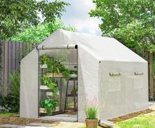 Polyethylene Walk-in Polytunnel Greenhouse, 2 x 3(m), White