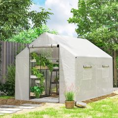 Polyethylene Walk-in Polytunnel Greenhouse, 2 x 3(m), White