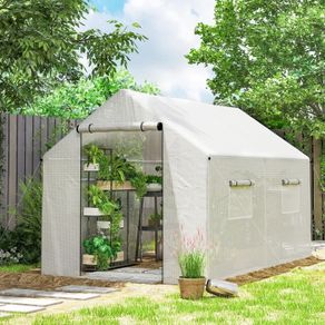 Polyethylene Walk-in Polytunnel Greenhouse, 2 x 3(m), White
