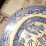 Victorian Very Large Antique Blue and White Food Serving Platter, postage available on all my items Image 3