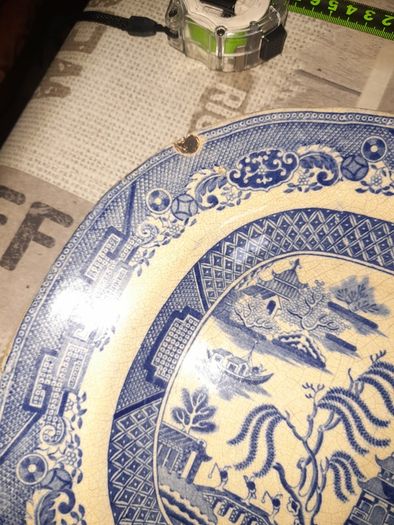 Victorian Very Large Antique Blue and White Food Serving Platter, postage available on all my items