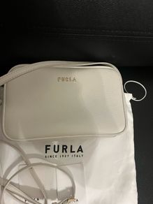 furla leather bag white