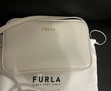 furla leather bag white