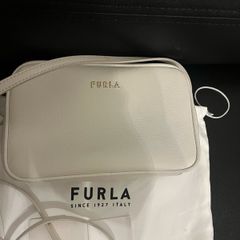 furla leather bag white