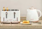 Kettle and Toaster Sets, 3000W 1.7L Rapid Boil Kettle & 4 Slice Toaster with 7 Browning Controls, Defrost, Reheat and Crumb Tray, Otter thermostat, Cream White