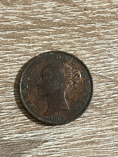 1854 Queen Victoria One Penny Coin