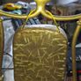 Antique Brass Tabletop Dinner Gong with Stand & Mallet Beautiful Etched Patina Postage Available or Collection, Image 2