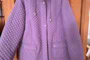 Purple Quilted Ladies Coat with Hood- As New (Size 18)