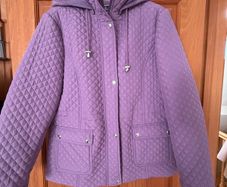 Purple Quilted Ladies Coat with Hood- As New (Size 18)