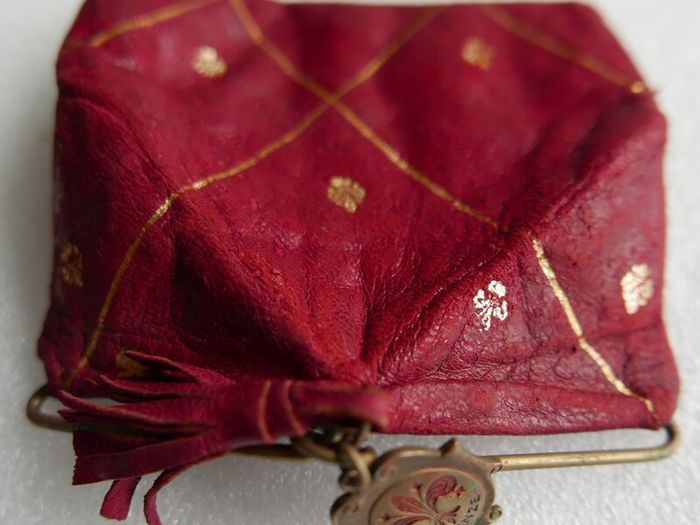 Vintage 50's Italian  Red Leather Triangle Coin Purse