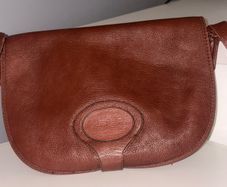 Coach embossed vintage crossbody bag, tan leather