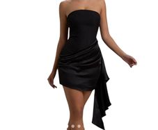 Club L strapless mini dress with satin drape