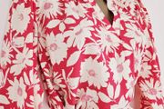 Wallis Floral Print Crepe Pink Red White Midi Tea Dress