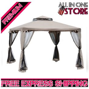 3 x 3m Metal Gazebo Garden Outdoor Marquee Party Tent Canopy Pavillion Patio Shelter with Mesh Sidewalls (FREE SHIPPING)