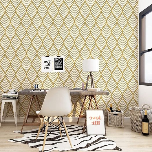 Gold Stripe Wallpaper Peel and Stick Wallpaper Self Adhesive Contact Paper Sticky Back Plastic Vinyl Film Modern Wallpaper Removable Waterproof Roll for Kitchen (FREE SHIPPING)