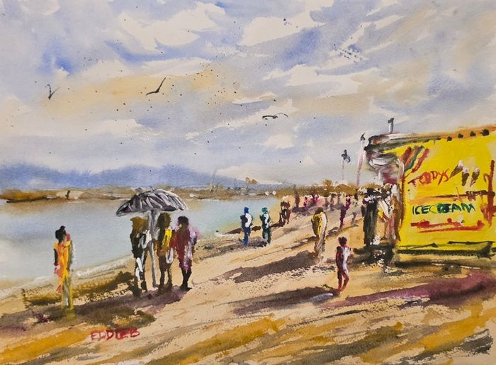 dunlaoire pier watercolour