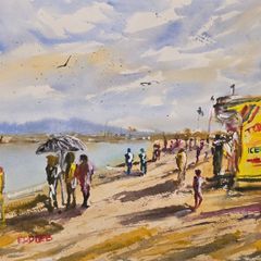 dunlaoire pier watercolour