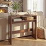 Walnut Wooden Console Table - Farmhouse Narrow Hallway Table with Storage, Behind Sofa Table for Entryway & Living Room Image 5
