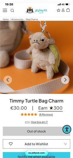 New JELLYCAT Timmy Turtle Bag Charm