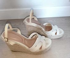 Primark cream espadrille wedges - size 4
