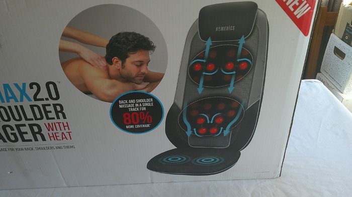 HoMedics Shiatsu Max 2.0 Back and Shoulder Massager with Heat CBS-2016-GB Grey Excellent Condition Boxed Very Little Use Works Perfectly
