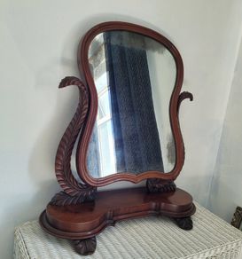 Antique mahogany table top mirror