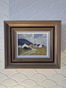 Joan Drury Original Irish Landscape Painting - Vintage Tramore Custom Frame