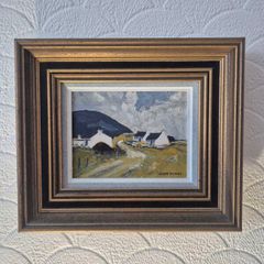 Joan Drury Original Irish Landscape Painting - Vintage Tramore Custom Frame