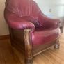 Leather & Walnut 3 piece Suite Image 6