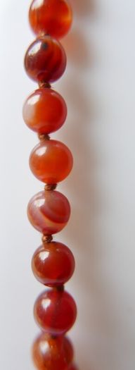 Vintage Natural Red Carnelian Agate Bead Necklace strung on a silk cord length 20"