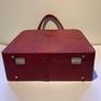 Vintage Red Mid Century 1960s Travel Make Up Vanity Case Handbag Image 5