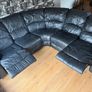 Black leather corner sofa Image 4