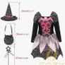Dazzling Kids Witch Dress with Hat, Wand, and Candy Bag for 7-9 and 5-6 Years old Image 2