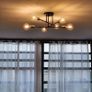 NEW SALE | Vintage Sputnik Ceiling Light, bringing luxury and comfort to your space in an instant under the warm light of E27 Edison bulb Modern Black 4-Light Chandelier, Recommend to use Edison Light Bulbs ( pls Search Bulb ASIN: B08G4YN3TJ) E27 lamphold Image 2