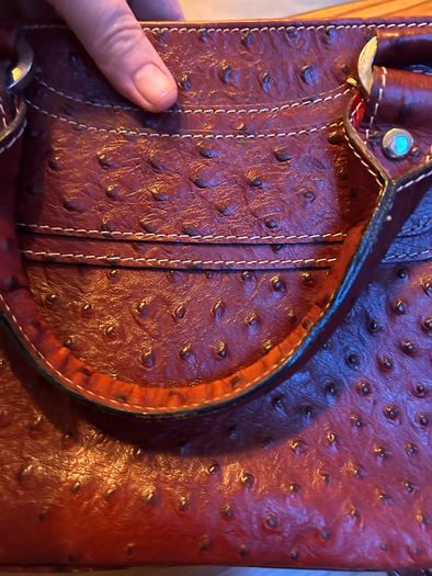 Oxblood Ostrich Leather Bag