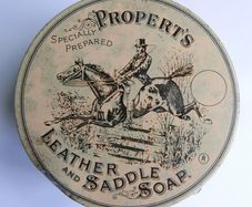 Vintage 1930s "propert's Leather & Saddle Soap" Tin British Horse Drun