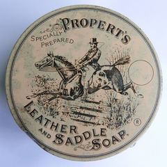 Vintage 1930s "propert's Leather & Saddle Soap" Tin British Horse Drun