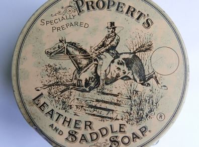 Vintage 1930s "propert's Leather & Saddle Soap" Tin British Horse Drun