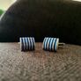 4 Pairs Men's Cufflinks - Silver & Blue Modern Designs Image 4