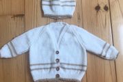 Baby Cardigan and Hat - Hand Knitted 3 to 6 months