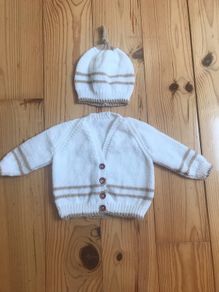Baby Cardigan and Hat - Hand Knitted 3 to 6 months
