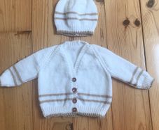 Baby Cardigan and Hat - Hand Knitted 3 to 6 months